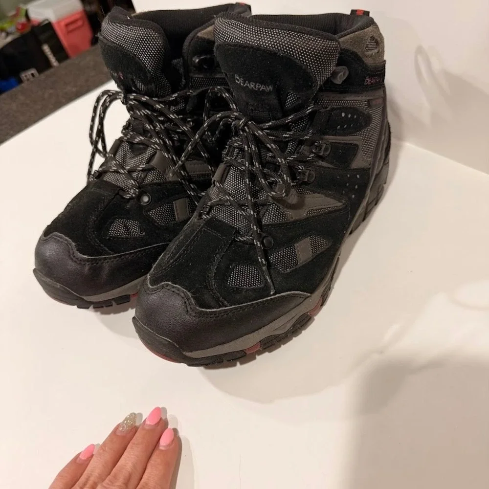 Bearpaw Brock Mens Hiking Boots Black Trail Shoes Size 9 Camping Gorp Granola